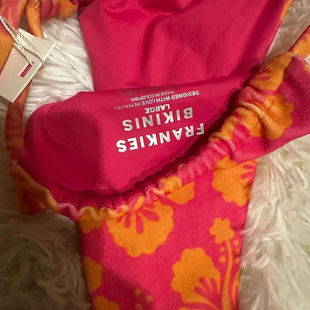FRANKIES BIKINIS Tatum Terry Bikini Top In Pink,Orange